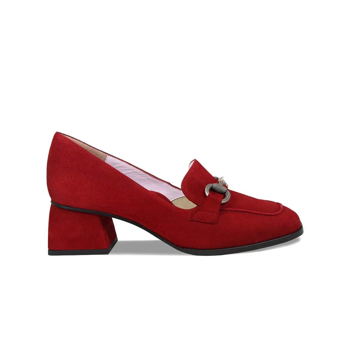 Comfortable Footbed Giselle: Cherry Red Suede