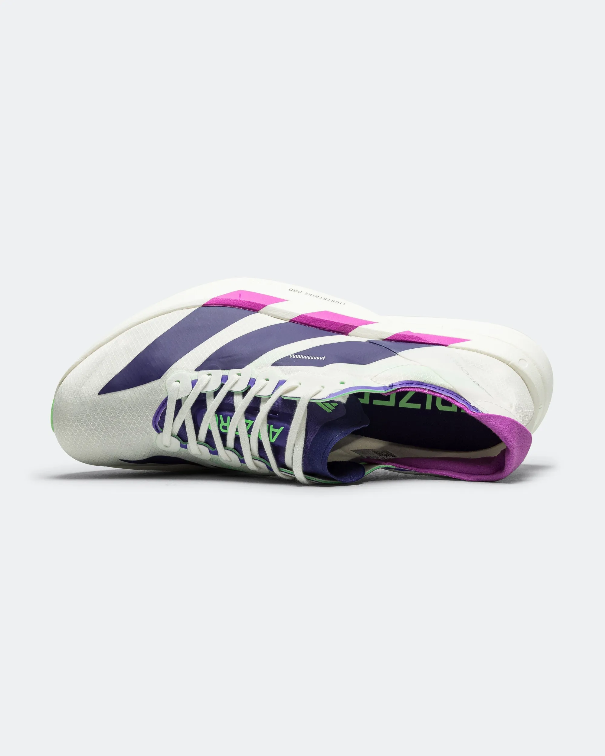 Mens Adizero Adios Pro 4 - Core White/Collegiate Purple-Lime Burst Lightweight Cushioned Sole