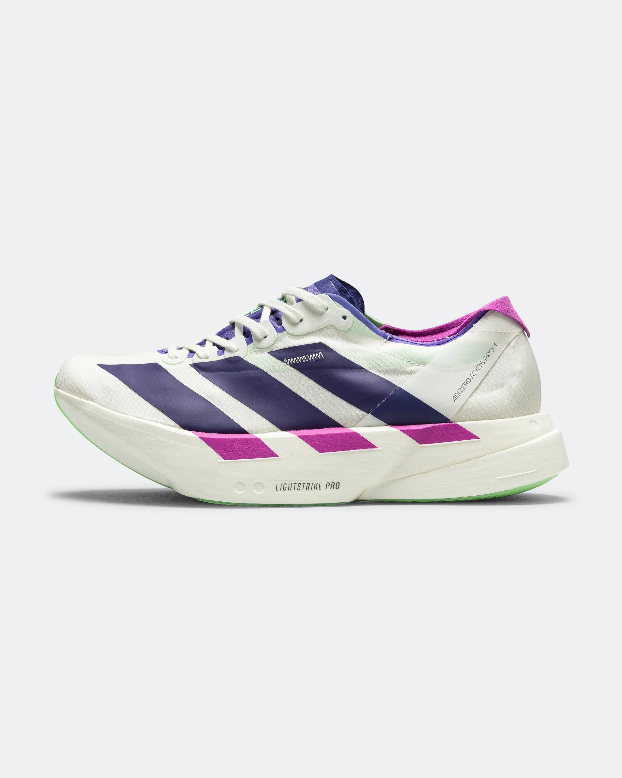 Indoor Comfort Mens Adizero Adios Pro 4 - Core White/Collegiate Purple-Lime Burst