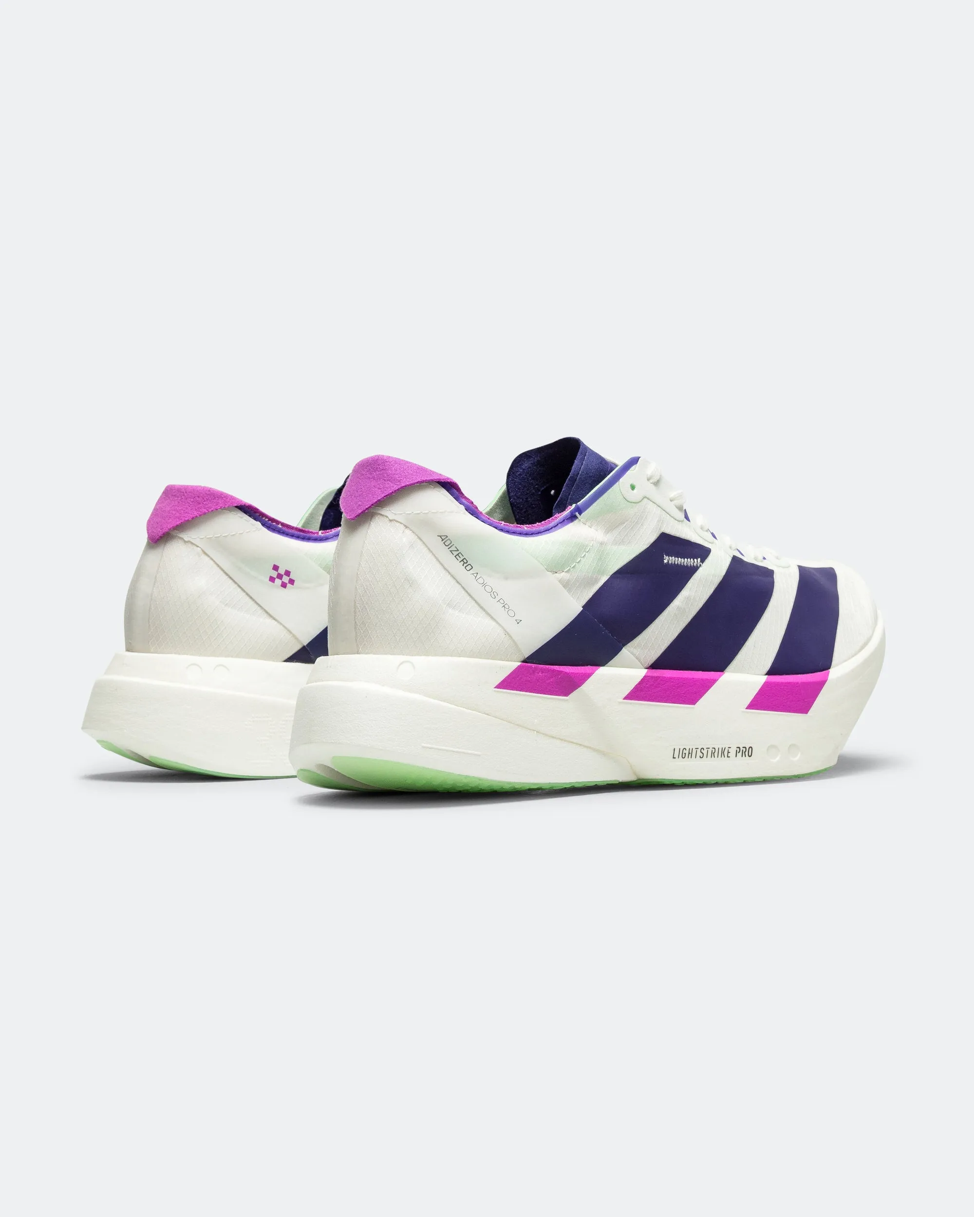 Anti Abrasion Mens Adizero Adios Pro 4 - Core White/Collegiate Purple-Lime Burst
