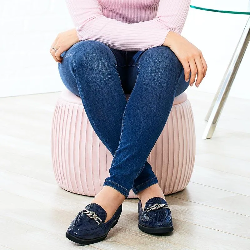 Street Mood Tamara: Navy Snake Print Leather