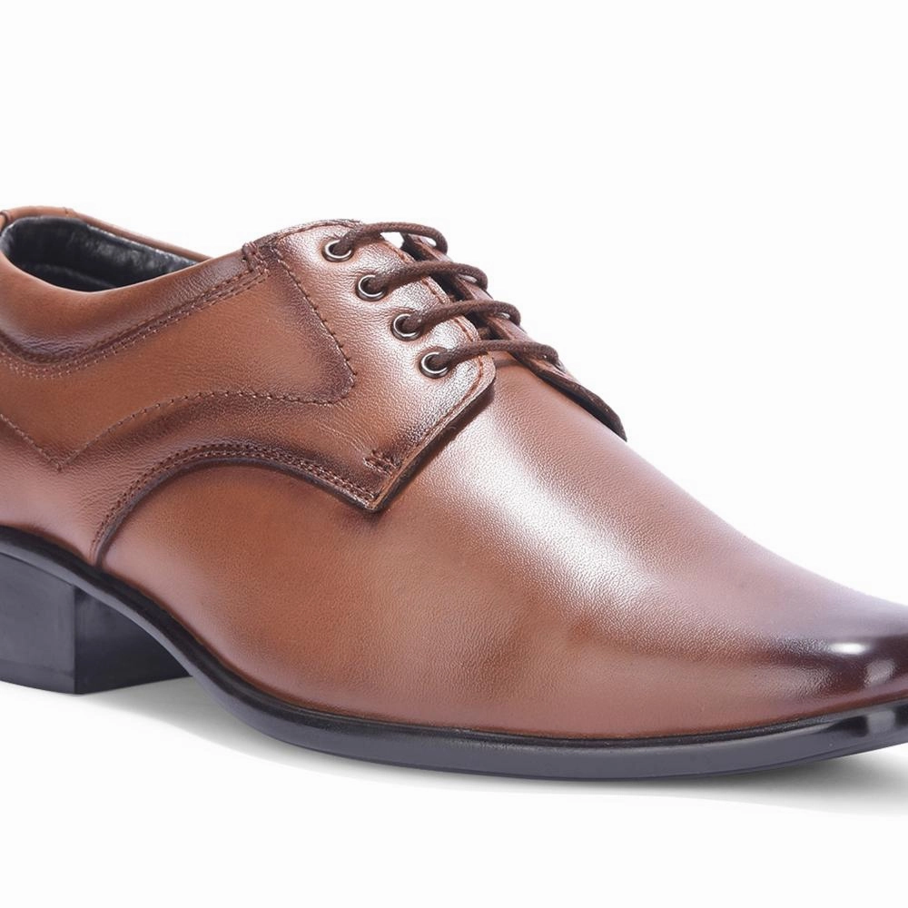 Fortune By Liberty Men HIL-3 Tan Formal Lacing Derby Shoes Simple Texture