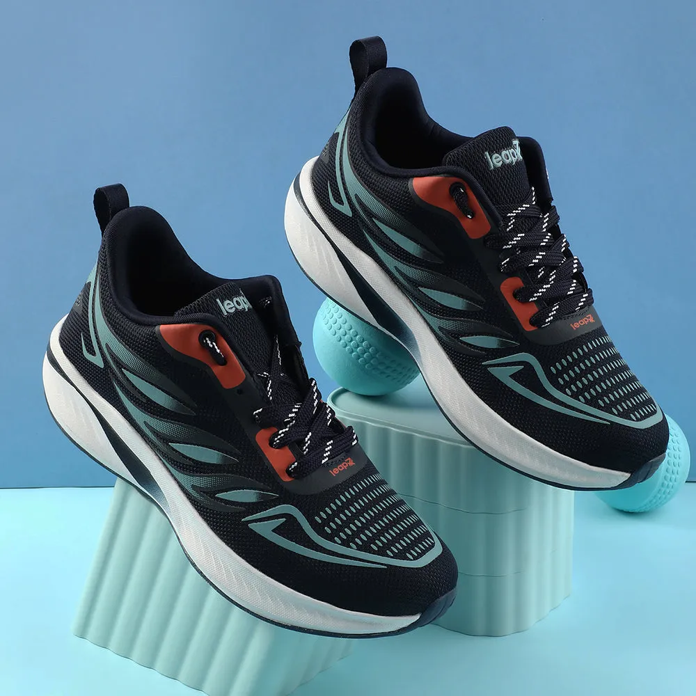 Impact Reduction Seam Free Upper Leap7x Navy Blue Sports Lacing Running Shoes For Men CASIO By Liberty