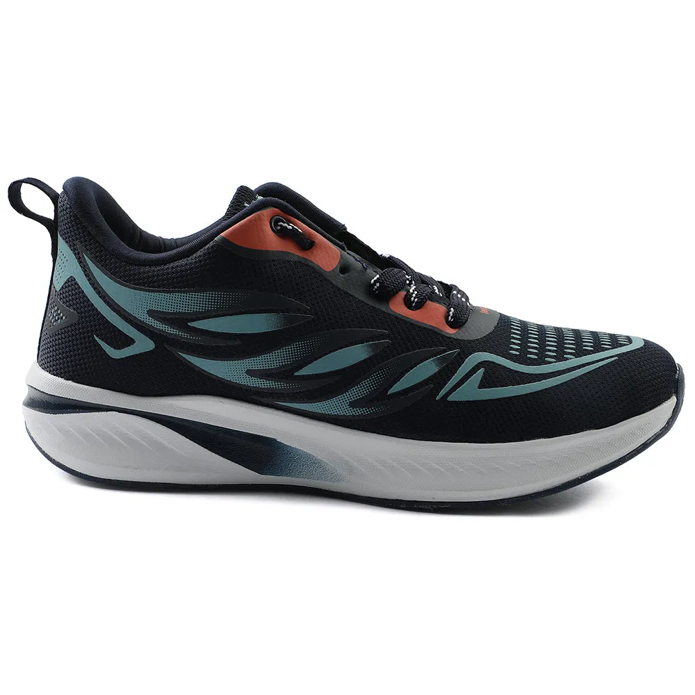 Leap7x Navy Blue Sports Lacing Running Shoes For Men CASIO By Liberty Responsive Midsole Technology road race