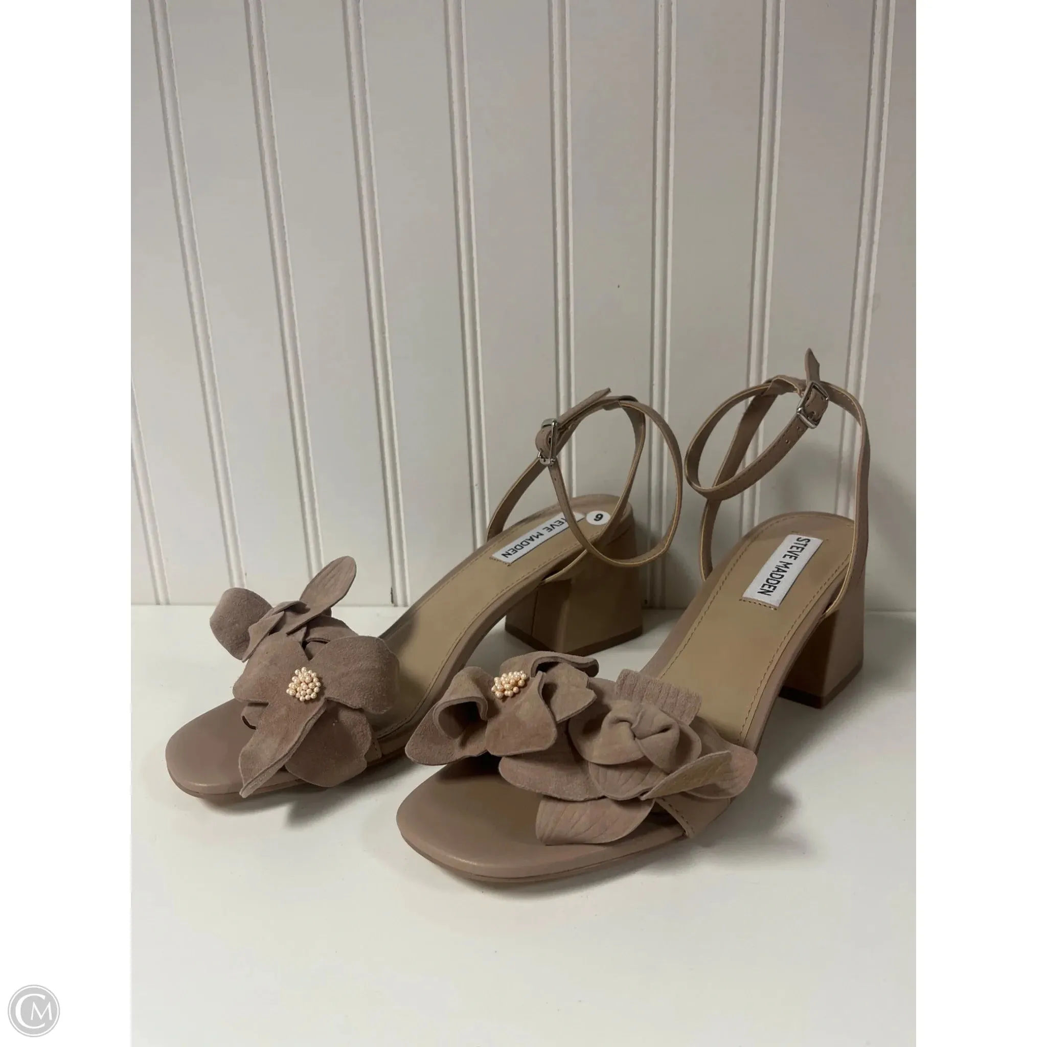 Sandals Heels Block By Steve Madden In Taupe, Size: 9 Flexible