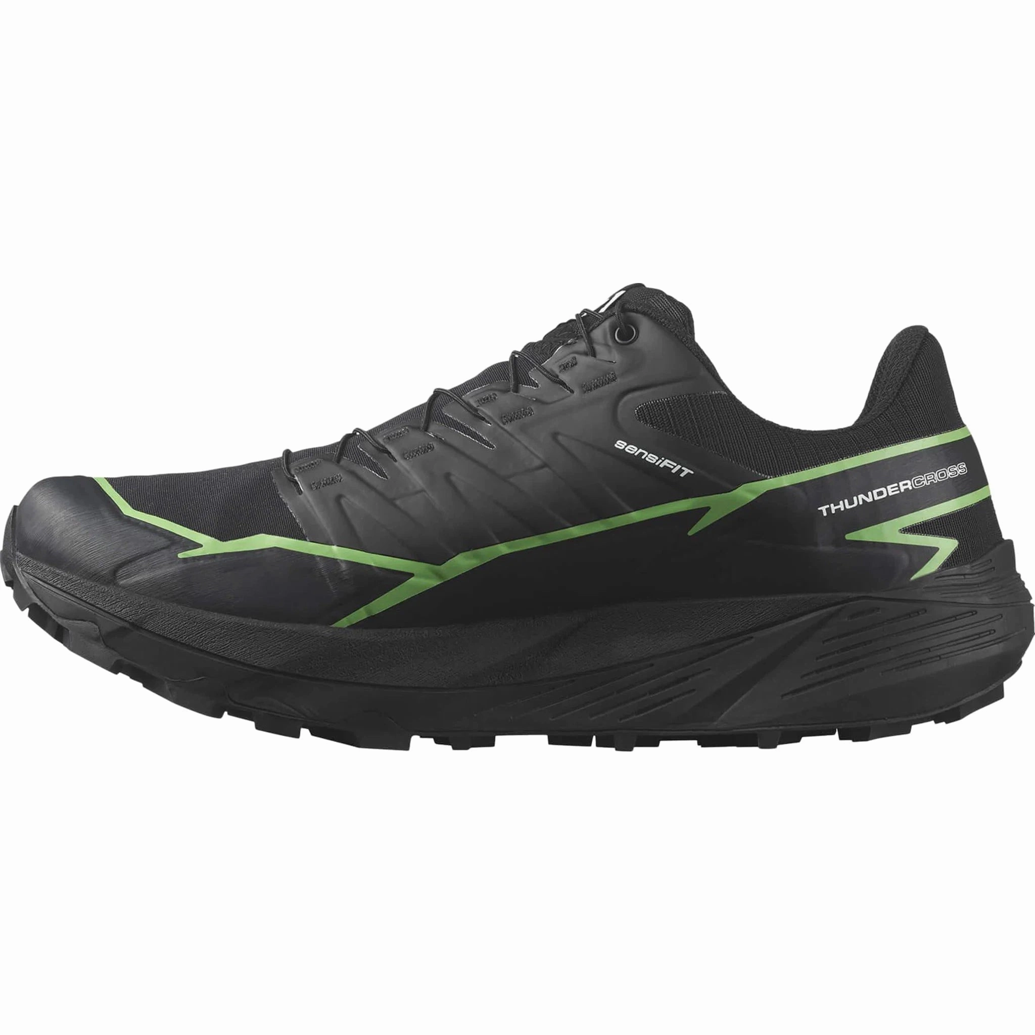 Seamless Upper Construction snow - running shoes Energy conversion rate section Men's Salomon Thundercross GTX  Black - Green Gecko - Black