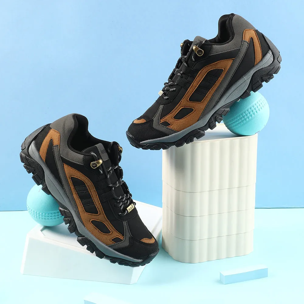 Leap7x Black Sports Lacing Running Shoes For Men EAST-1 By Liberty fartlek running suitable for races