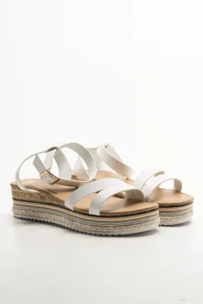Espadrille Wedge Ankle Strap Sandals White Office Mode