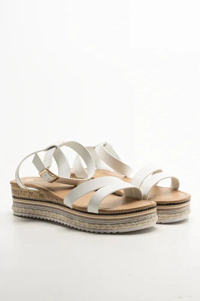 Espadrille Wedge Ankle Strap Sandals White Office Mode