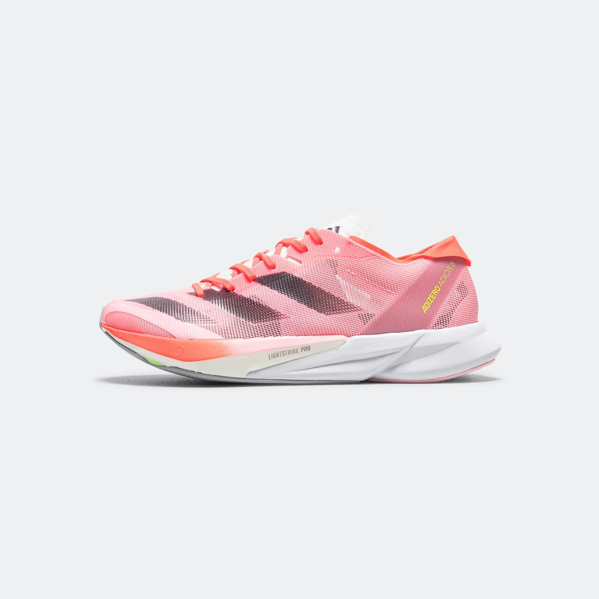 Womens Adizero Adios 8 - Pink Spark/Aurora Metallic Breath Space Drill Hike