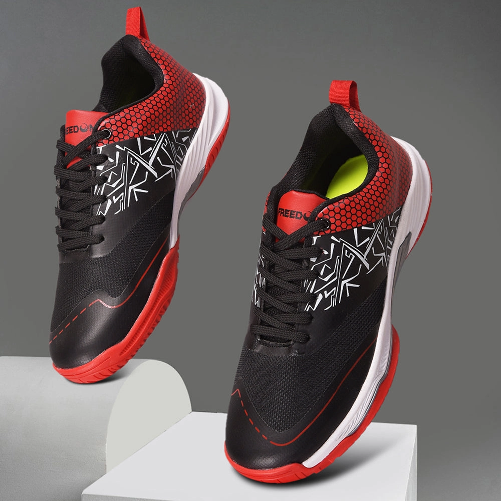 foldable FREEDOM Black Sports Non-Marking Paddle/Pickleball & Badminton Shoes For Men UNESKO By Liberty