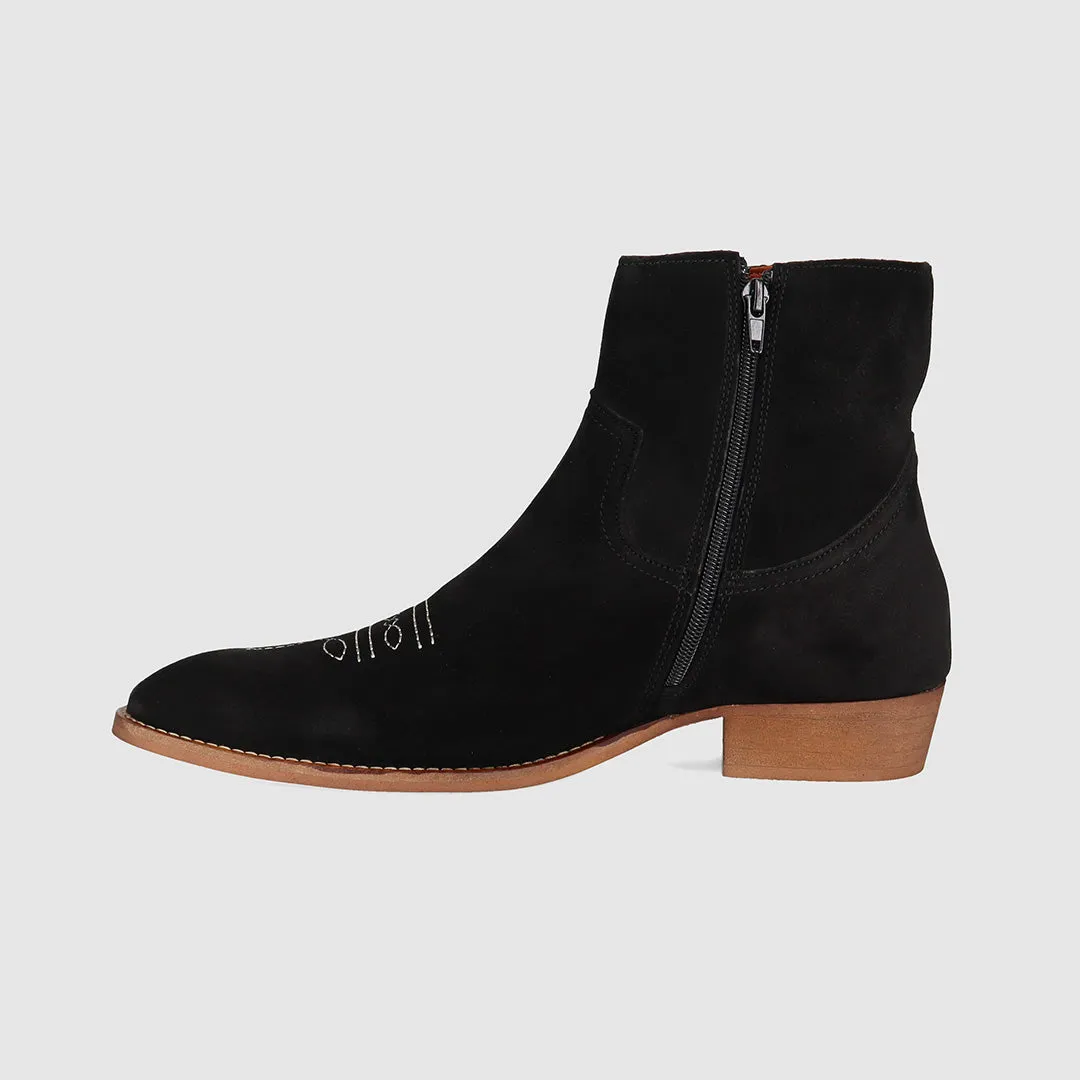 Ziggy Chelsea Boot Black Suede Slip Resistant Rough Terrain