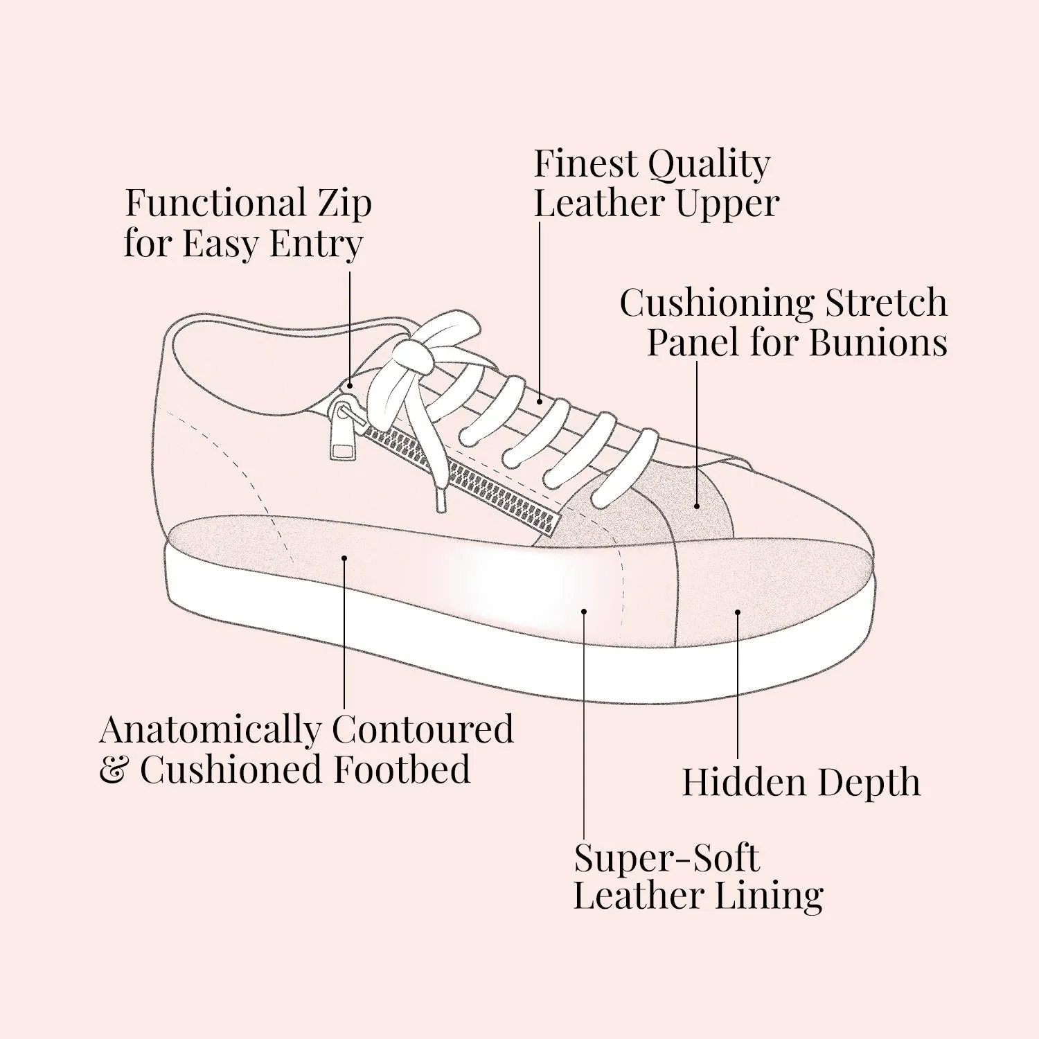 Cushioned Insole Feather: Pewter Weave Leather