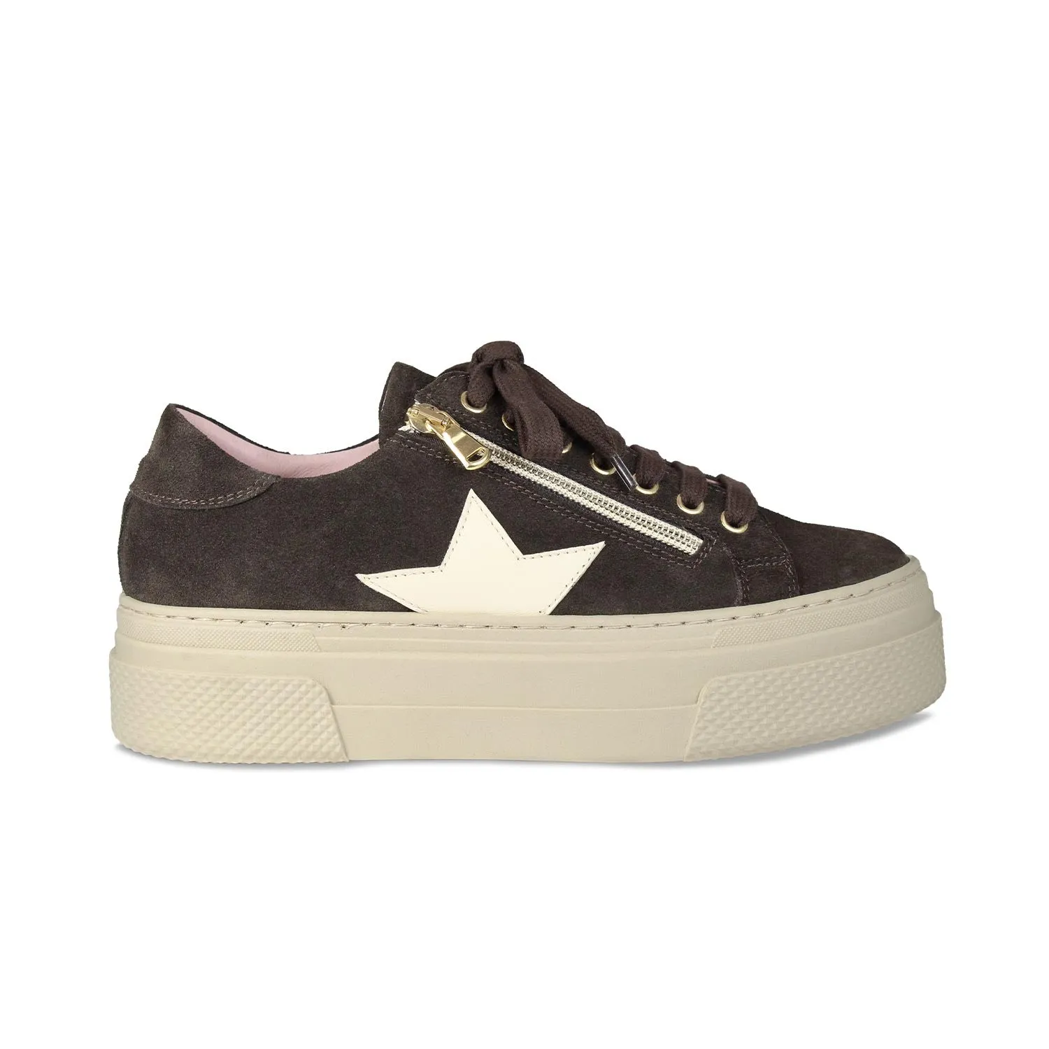 Smooth Feel Diva-Star: Chocolate Brown Suede & Cream Leather