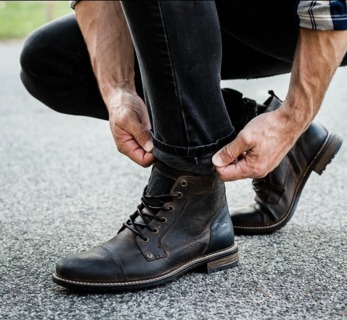 Clifton Lace Up Boots Dark Brown Work Field