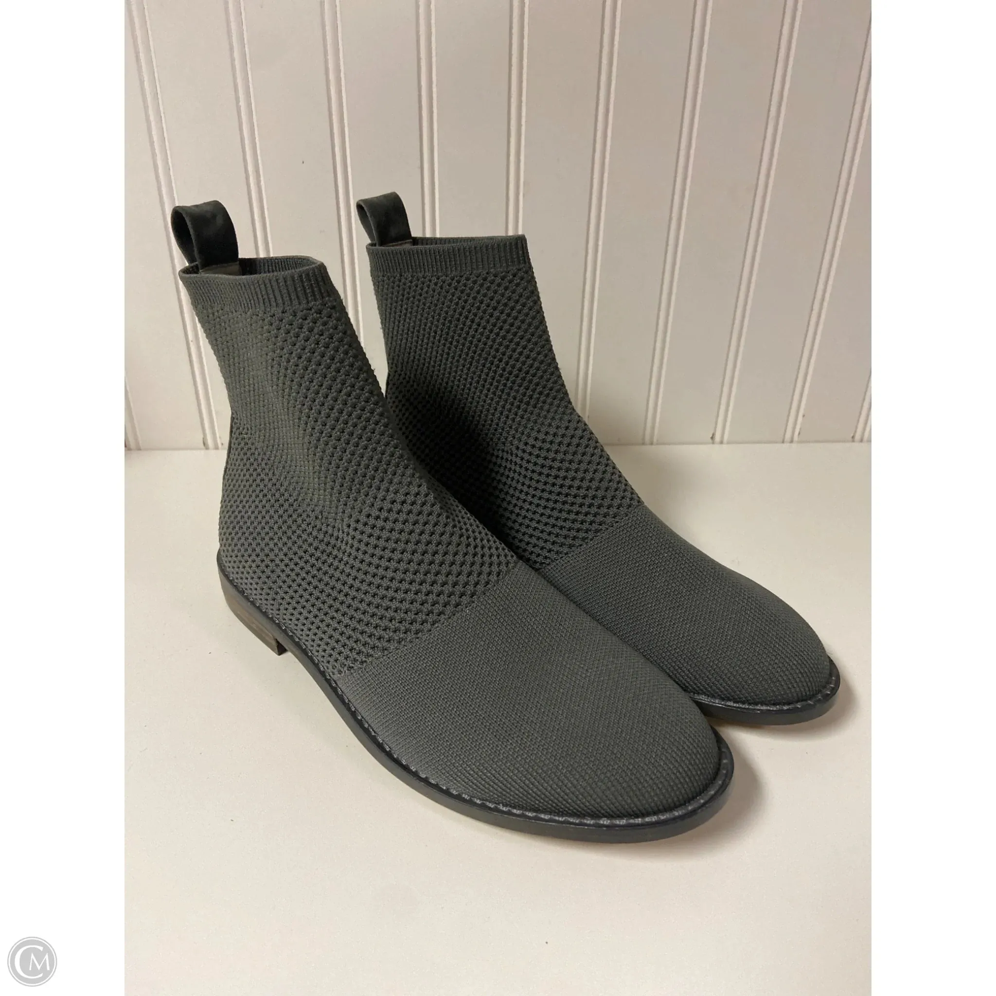 Sustainable Leather Boots Ankle Flats By Eileen Fisher In Grey, Size: 7