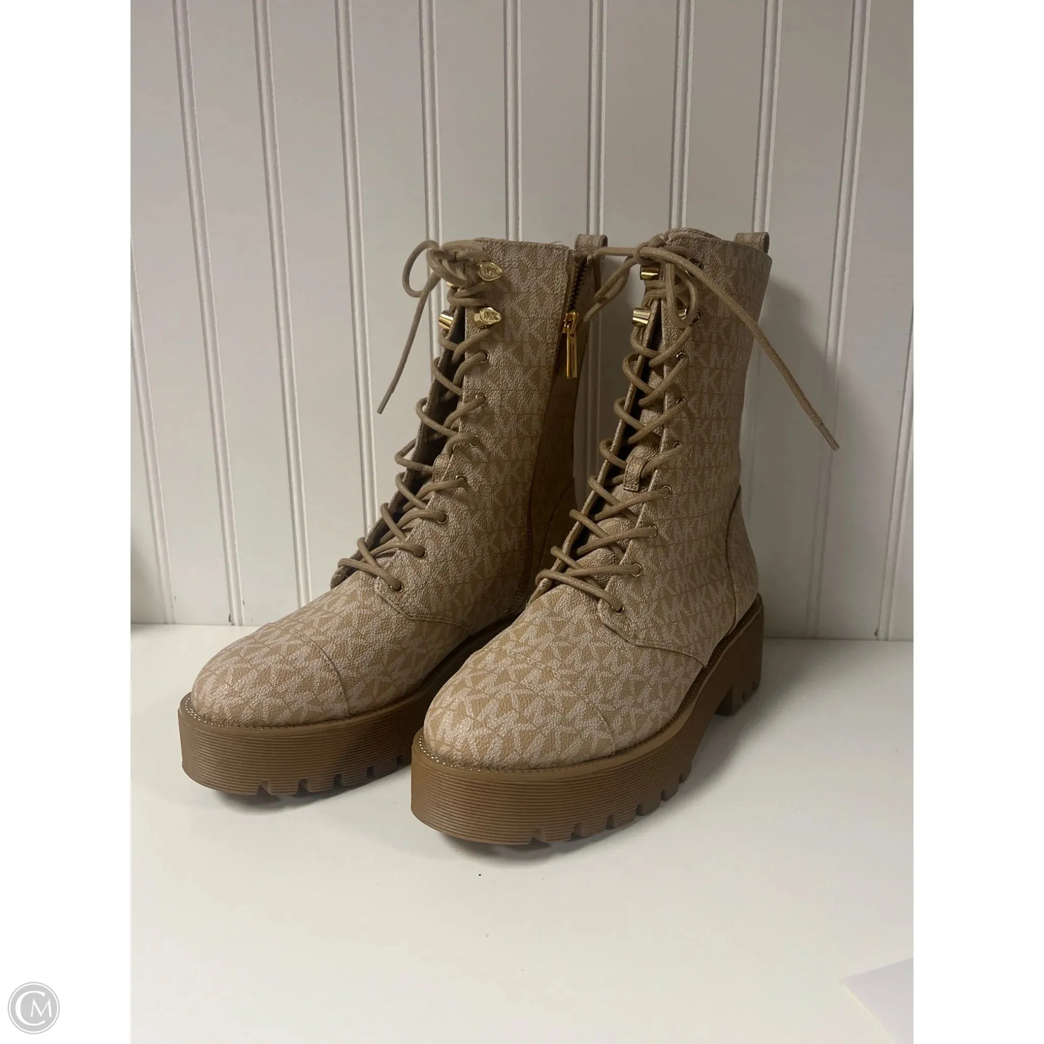 Adaptive Lacing Boots Designer By Michael Kors In Beige, Size: 8.5