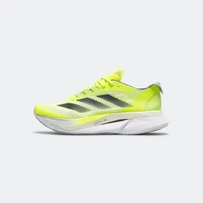 Mens Adizero Boston 12 - Lucid Lemon/Core Black-Silver Metallic Sock Liner Fit Win Step