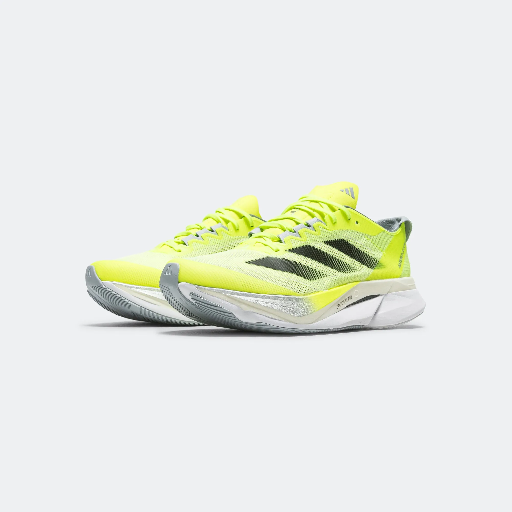 Mens Adizero Boston 12 - Lucid Lemon/Core Black-Silver Metallic Clean Finish Detachable Insole