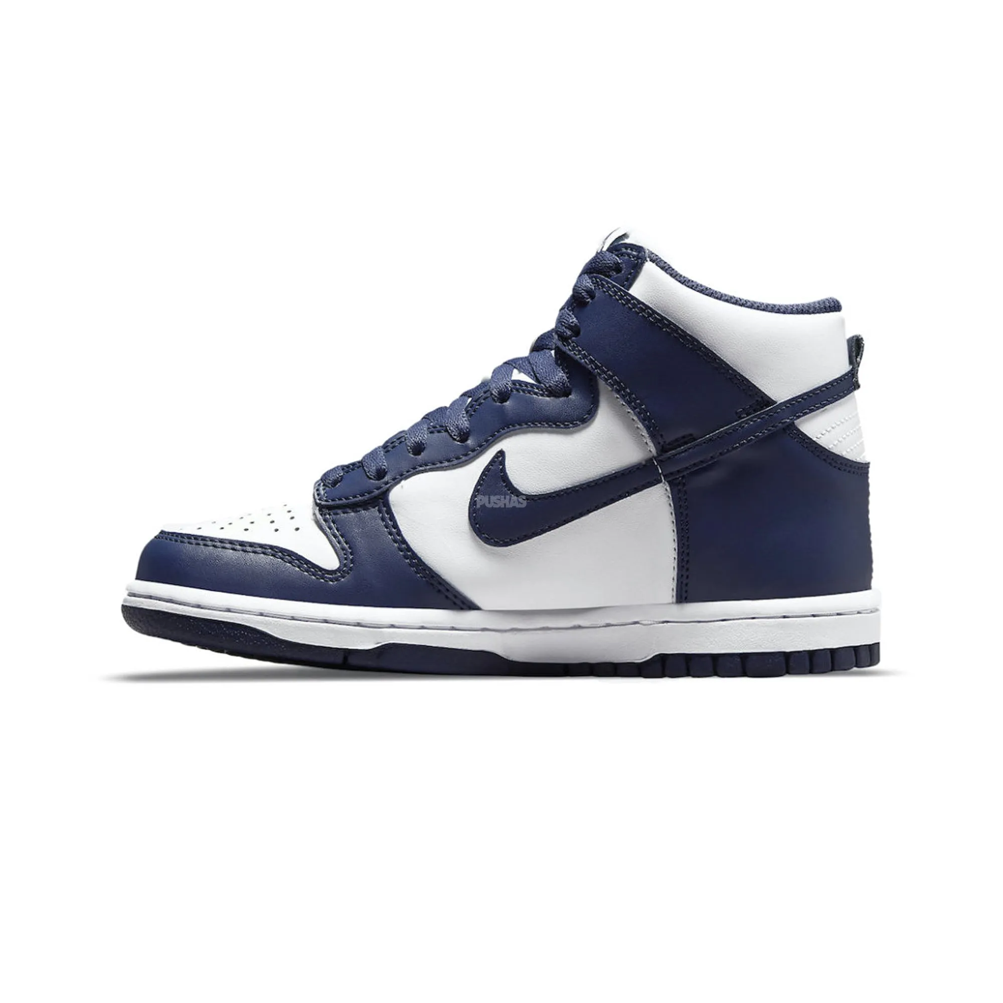 Retro-inspired performance Chill Walks Nike Dunk High 'Championship Navy' GS (2021)