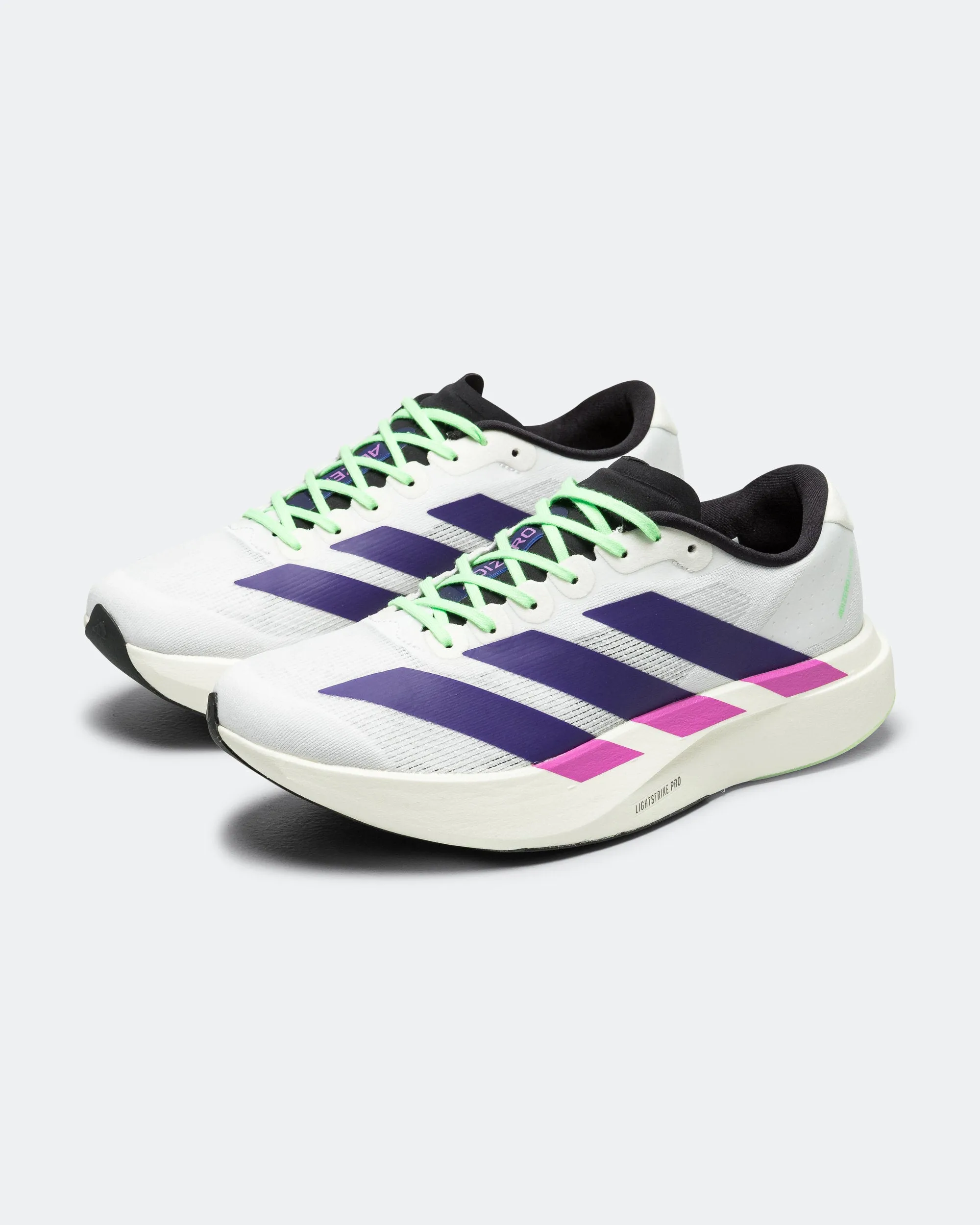 Breathable Upper Mens Adizero Evo SL - Cloud White/Collegiate Purple-Lime Burst