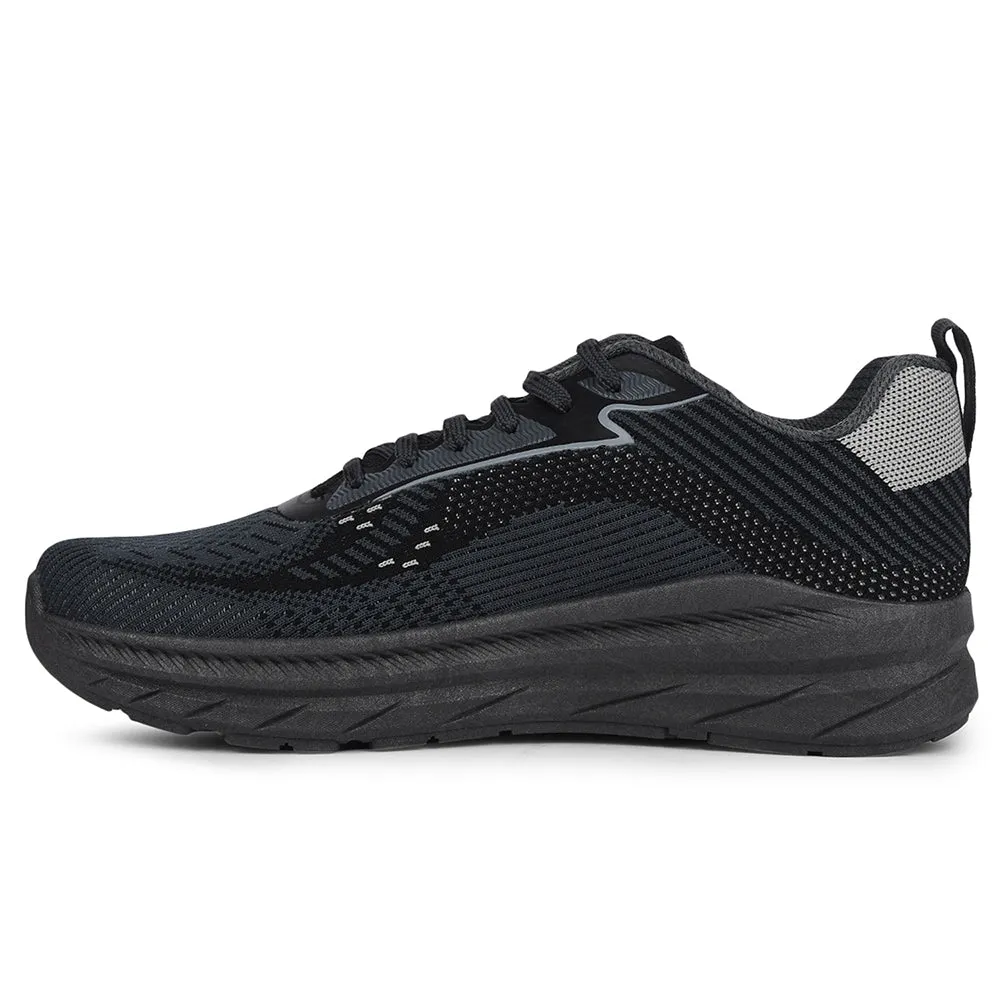 Force 10 Dark Grey Sports Lacing Running Shoes For Men MATCHER-8E By Liberty Jogging Lockdown fit