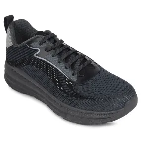 Force 10 Dark Grey Sports Lacing Running Shoes For Men MATCHER-8E By Liberty Warm - weather running sprint shoes