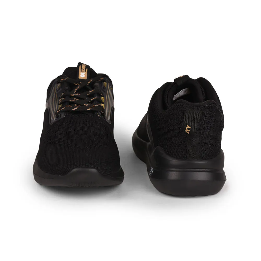 Compression Web Midsole Narrow heel Force 10 Men Black Sports Running Shoes(LEOPARD-01)