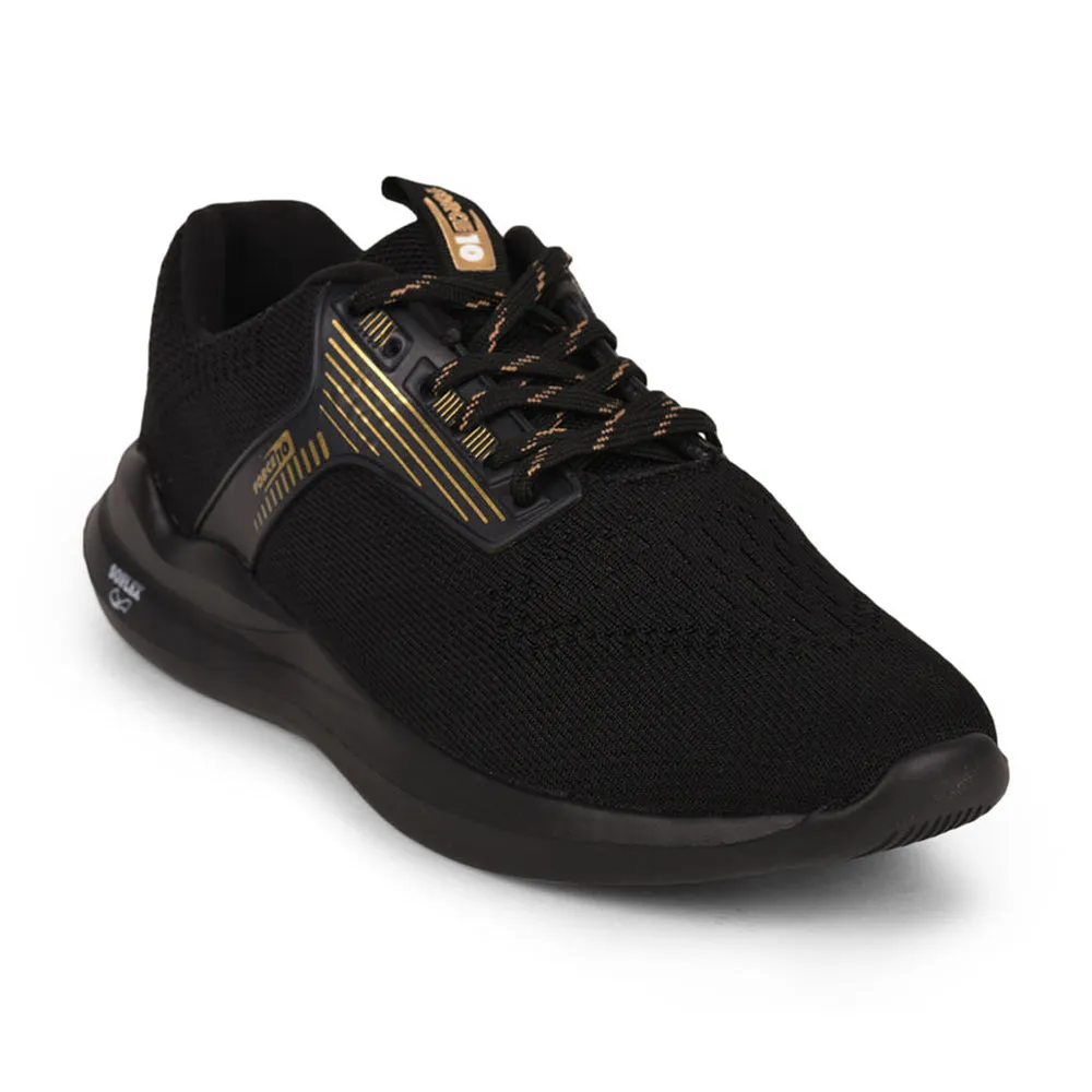 Abrasion Proof Outsole Force 10 Men Black Sports Running Shoes(LEOPARD-01)