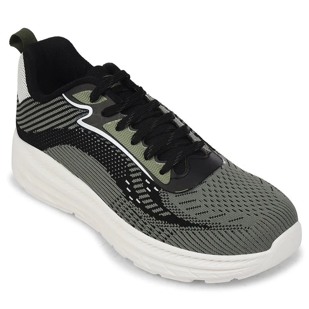 men's running shoes Force 10 Olive Green Sports Lacing Running Shoes For Men MATCHER-8E By Liberty