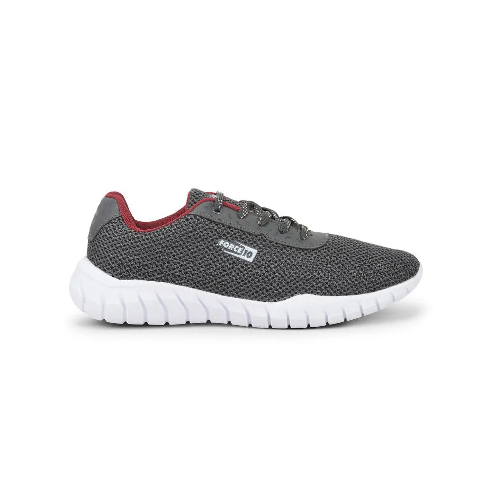 Force 10 Sports Lacing Shoes For Men (Grey) GARRICK-E By Liberty Anti Odor Insole Comfortable toe box