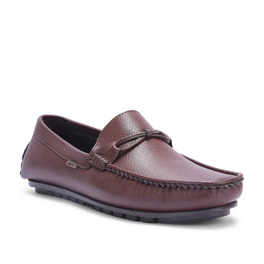 Fortune Brown Formal Loafers For Men AVL-5 By Liberty Relaxed Setting Vegan Leather Option