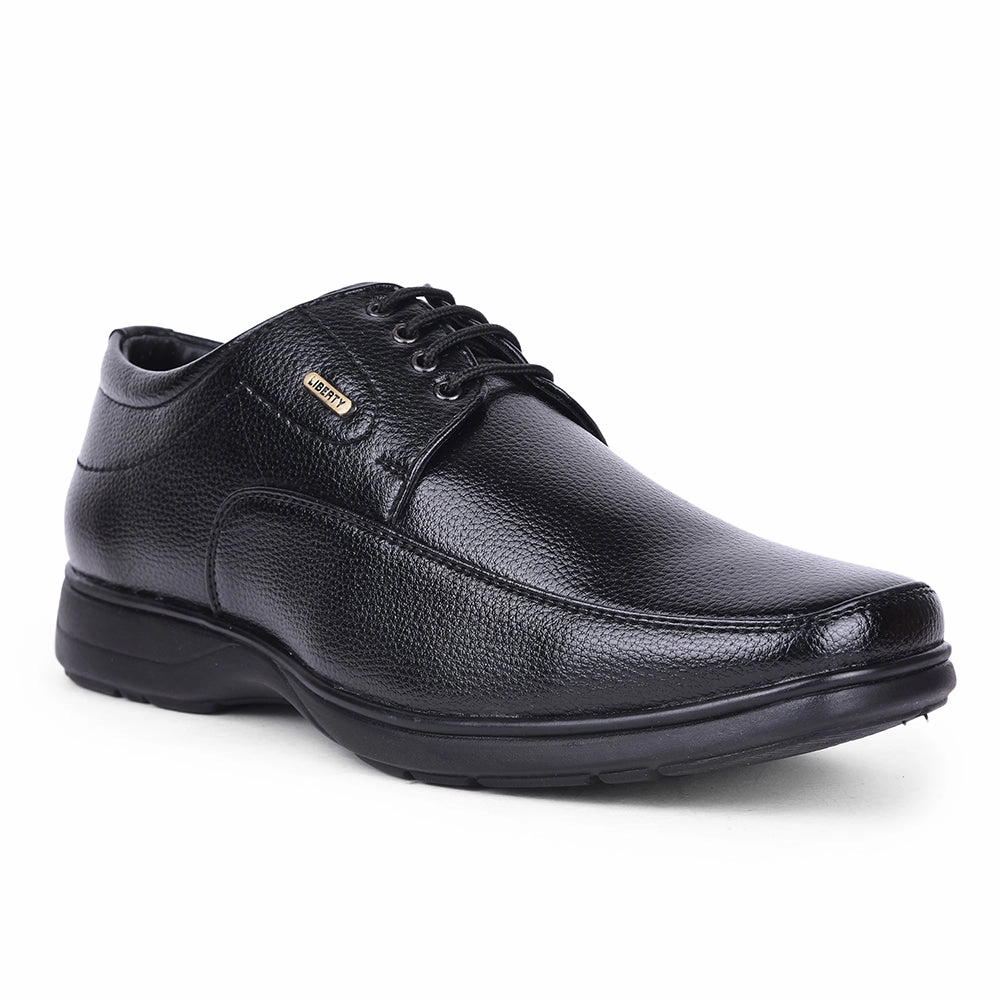 Fortune Black Formal Lacing Derby Shoes For Men HOL-131E By Liberty Work Travel Cushioned Interior