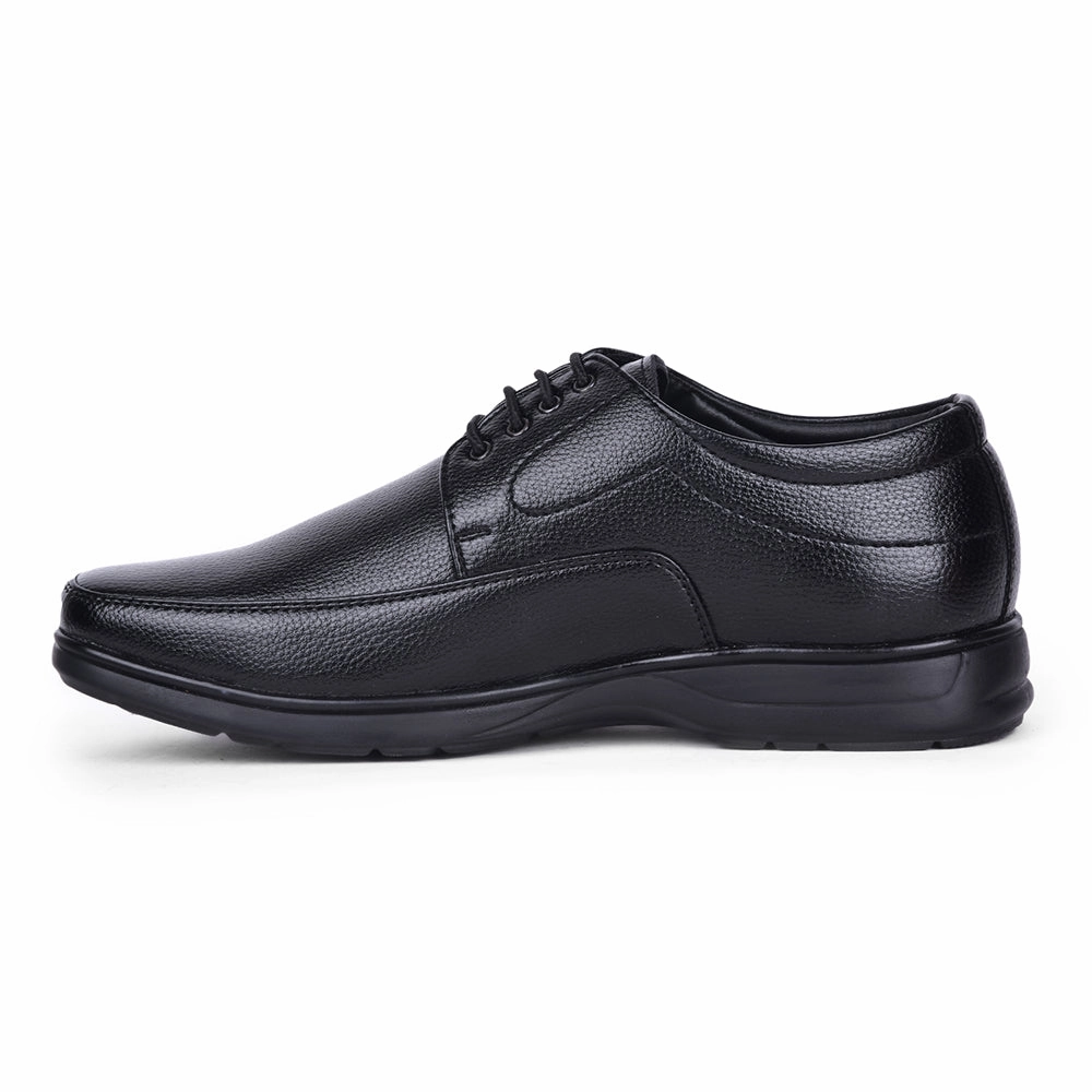 Fortune Black Formal Lacing Derby Shoes For Men HOL-131E By Liberty elegant curve High Quality Leather