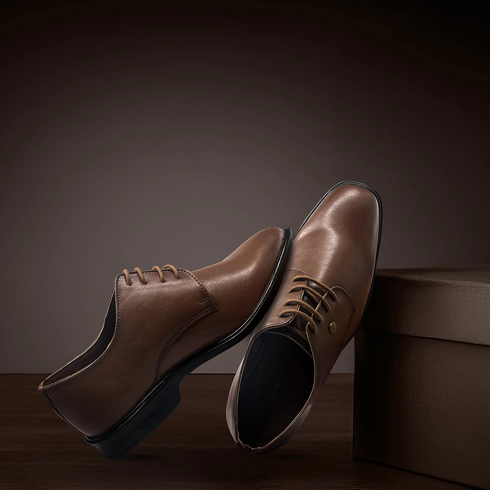 Fortune Brown Formal Lace Up Derby Shoes For Men LUCIO-201 By Liberty Ventilated Design