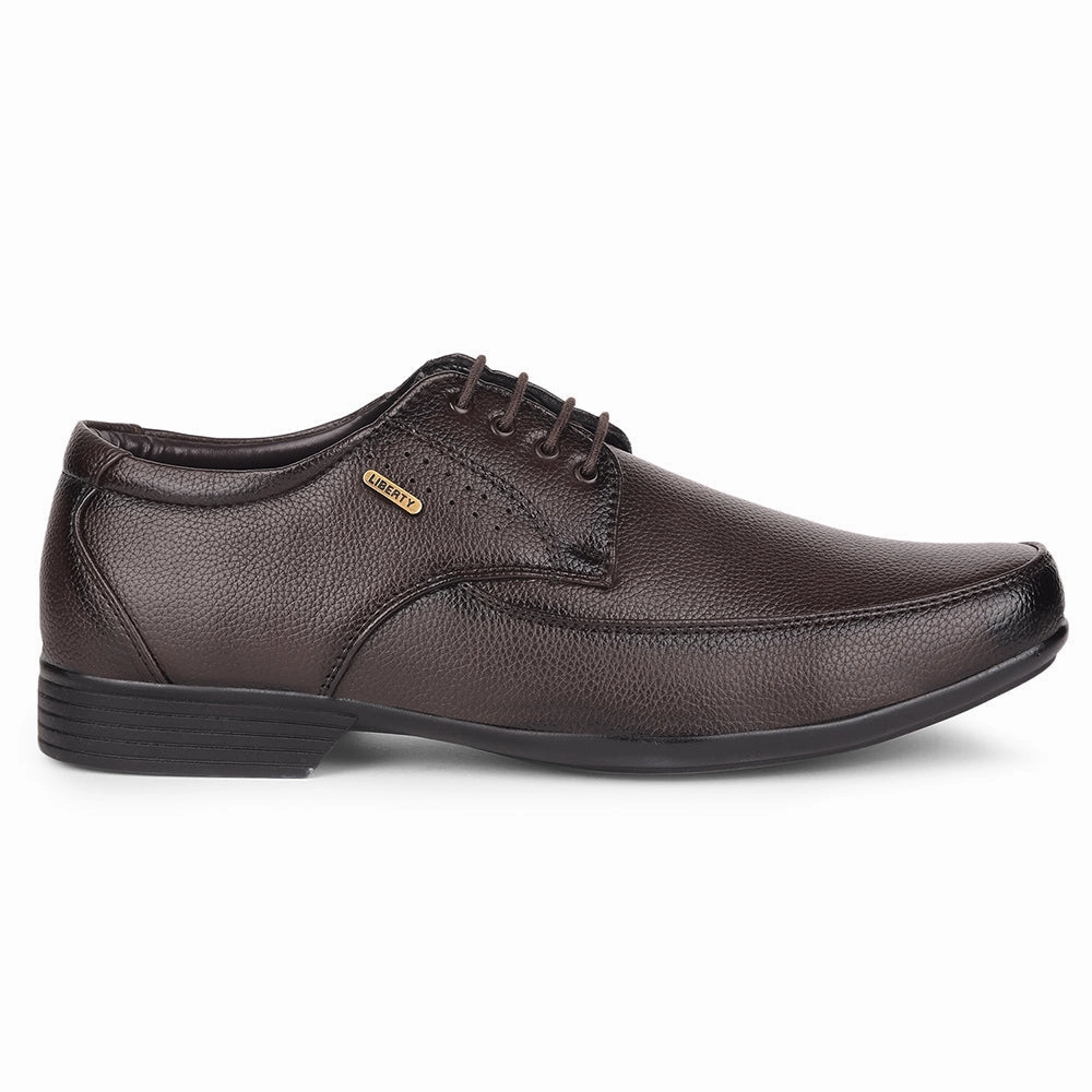 Elegant Slim Silhouette Fortune By Liberty HIL-10 Formal Derby Shoes For Men - Brown