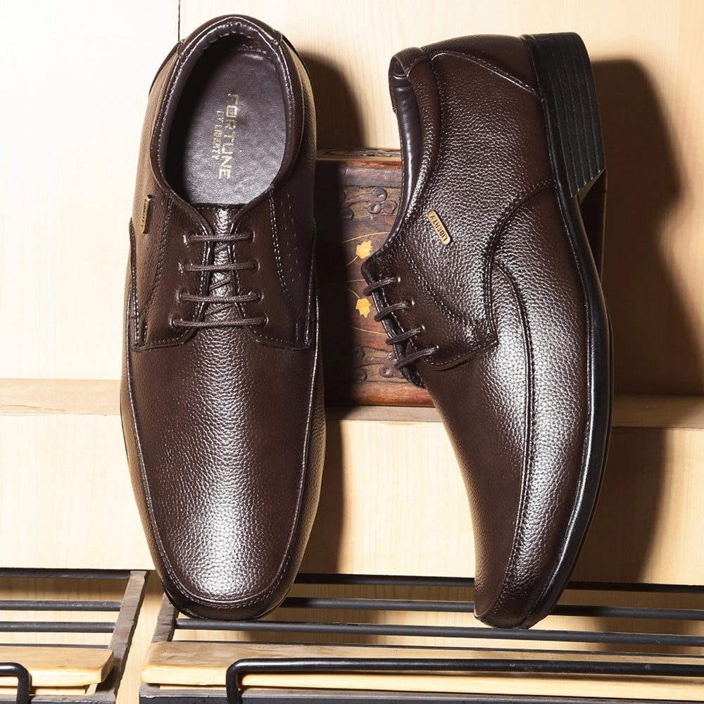 Fortune By Liberty HIL-10 Formal Derby Shoes For Men - Brown Minimal Detail