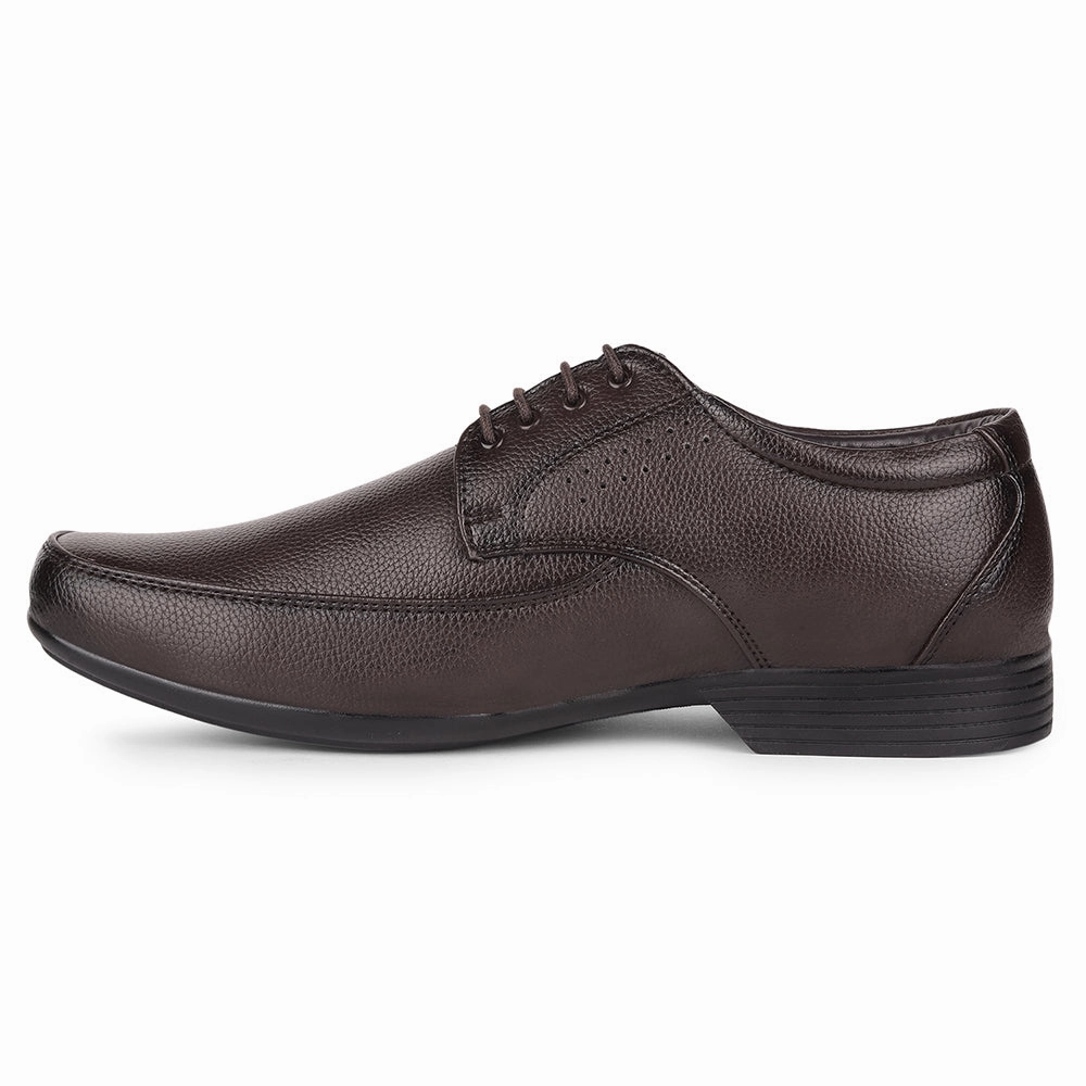 Fortune By Liberty HIL-10 Formal Derby Shoes For Men - Brown Neat Lines