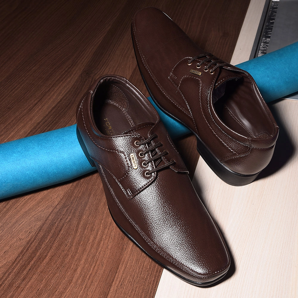 Black Finish Fortune By Liberty HIL-7 Formal Derby Shoes For Men - Brown