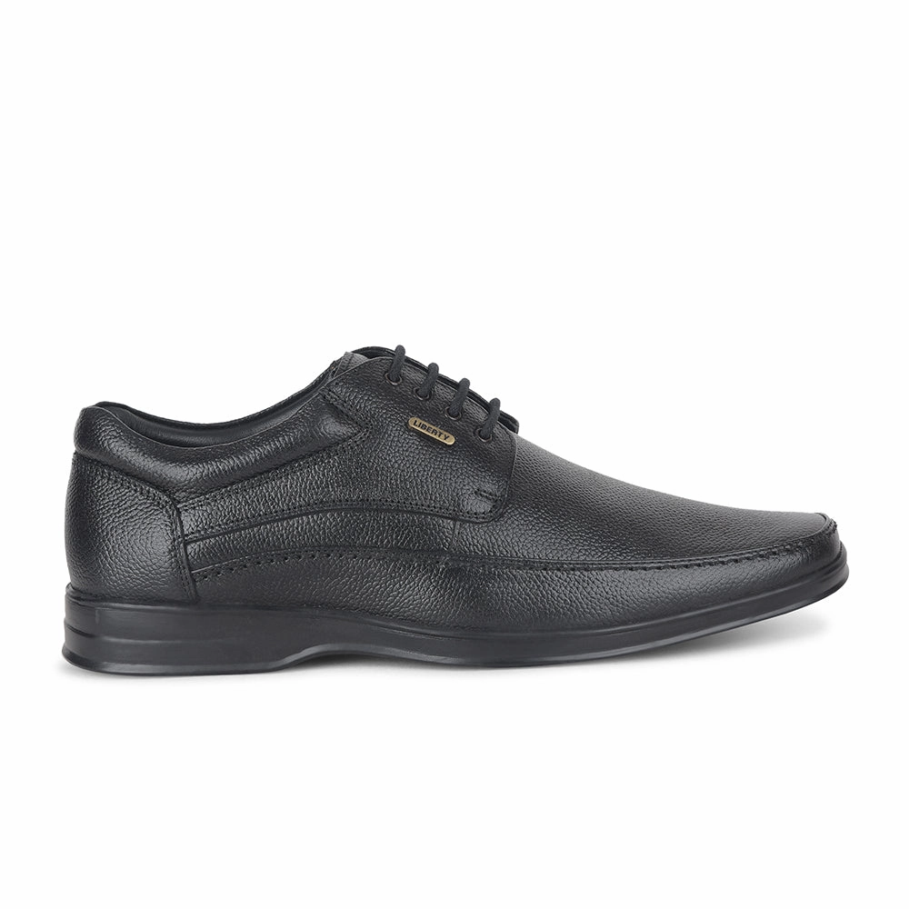 Smooth Tailored Finish Fortune by Liberty Men LOM-602 Black Formal Lacing Derby Shoes