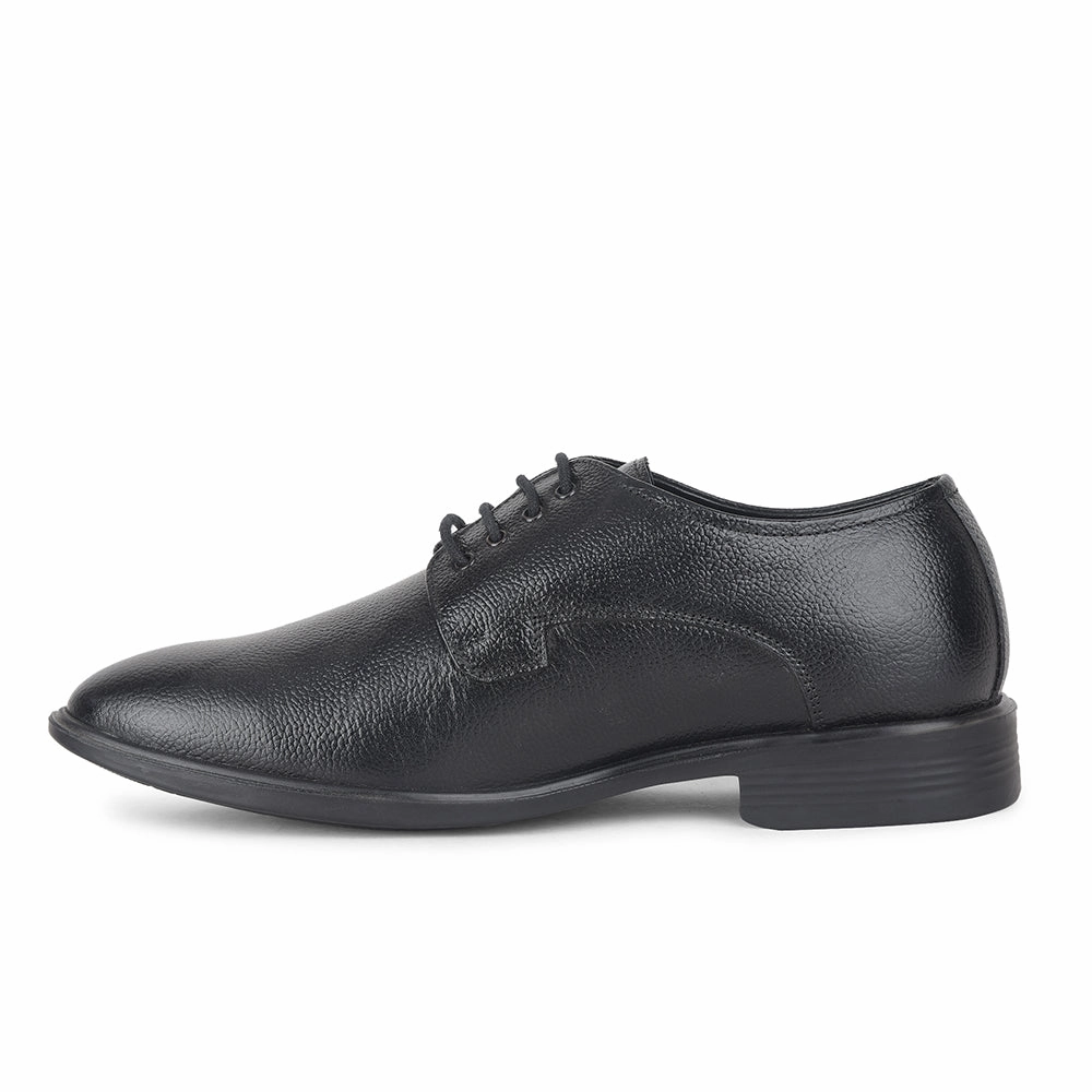 Semi Formal All Weather Shoes Fortune by Liberty Men LOM-605 Black Formal Lacing Derby Shoes