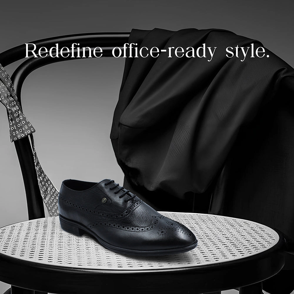 Stylish Lace-up Shoes Fortune Formal Black Lacing Brogue Shoes For Men HOL-125E By Liberty