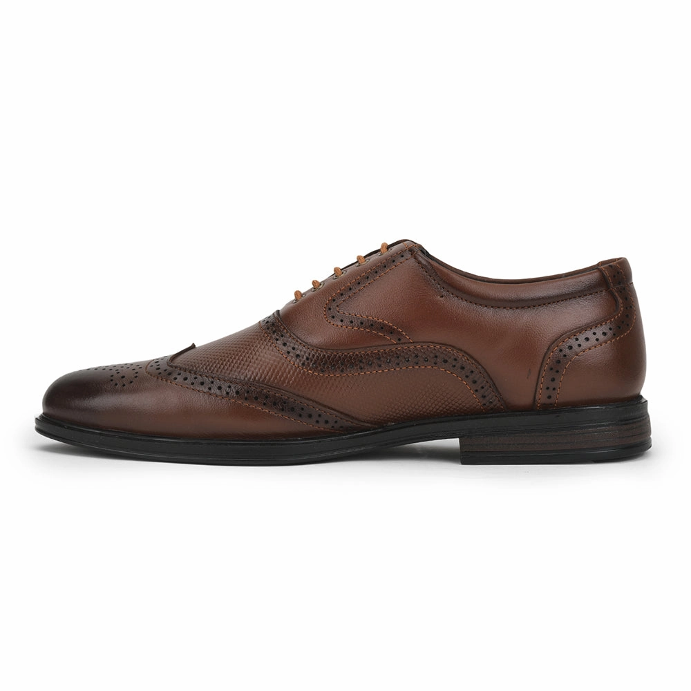 Fortune Formal Tan Lacing Brogue Shoes For Men HOL-125E By Liberty Luxury Wedding Oxfords