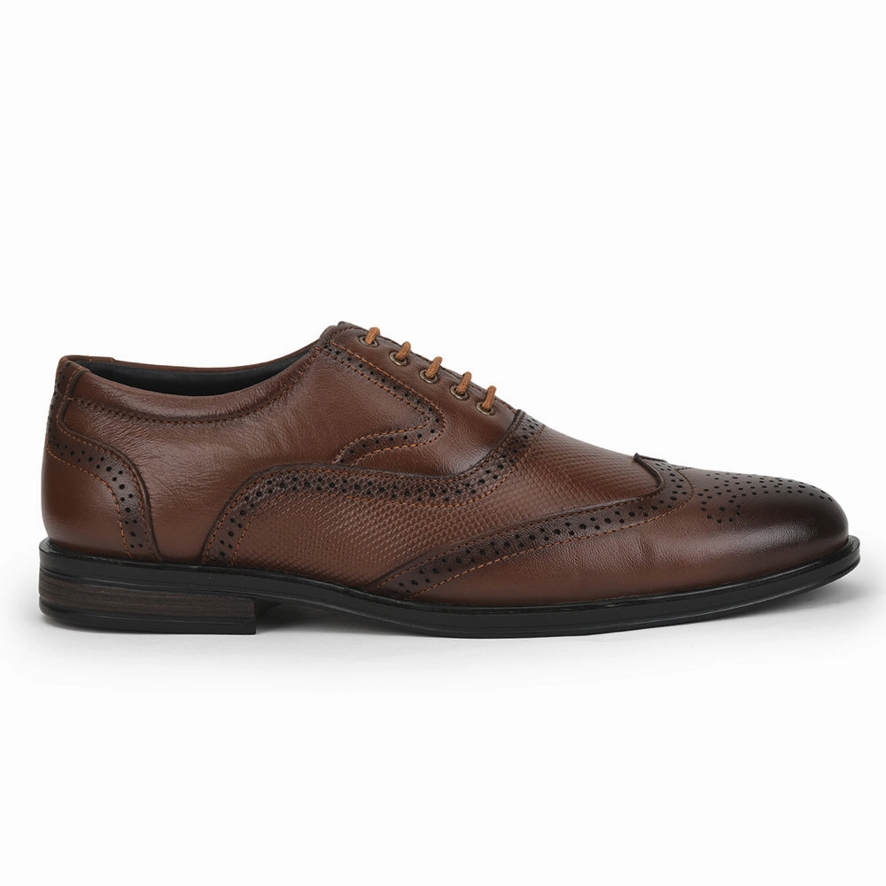 Fortune Formal Tan Lacing Brogue Shoes For Men HOL-125E By Liberty Gala Oxfords Dress Style