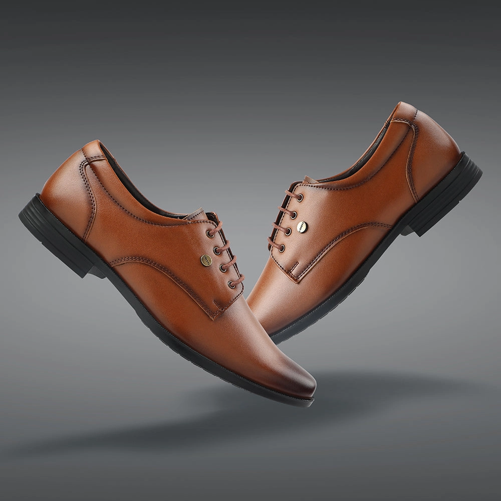 Tailored Outfit Fortune Tan Formal Lacing Derby Shoes For Men BENSTOCK1E By Liberty