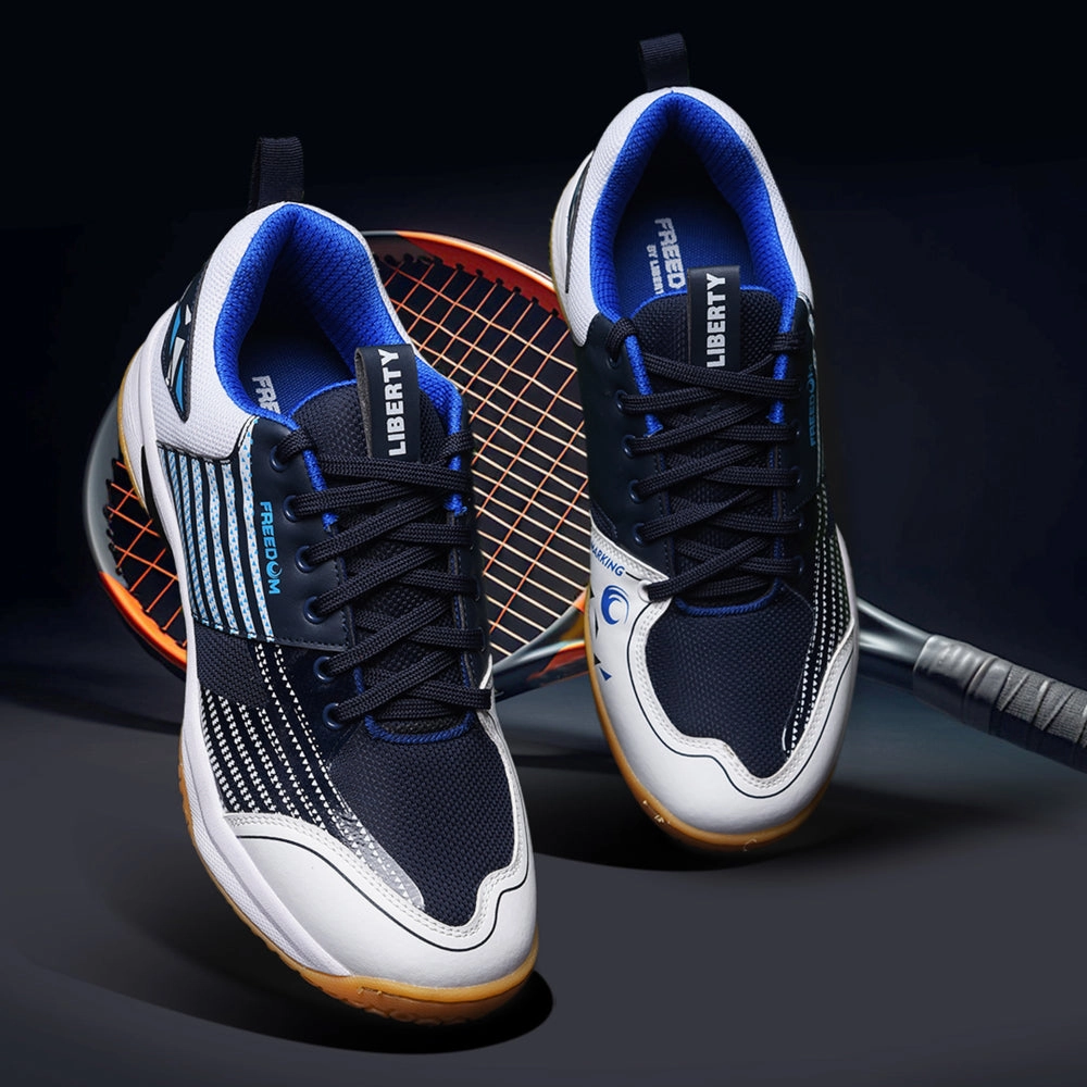 Impact Dispersion Layer Hydration Wicking FREEDOM Sports Navy Blue Badminton & Pickleball Shoes For Men GRIPPER-02 By Liberty