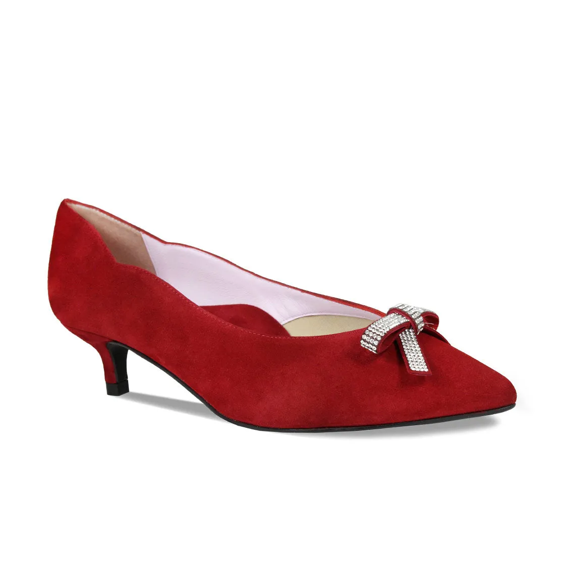 Kylie: Cherry Red Suede & Diamante On Duty Path Walk