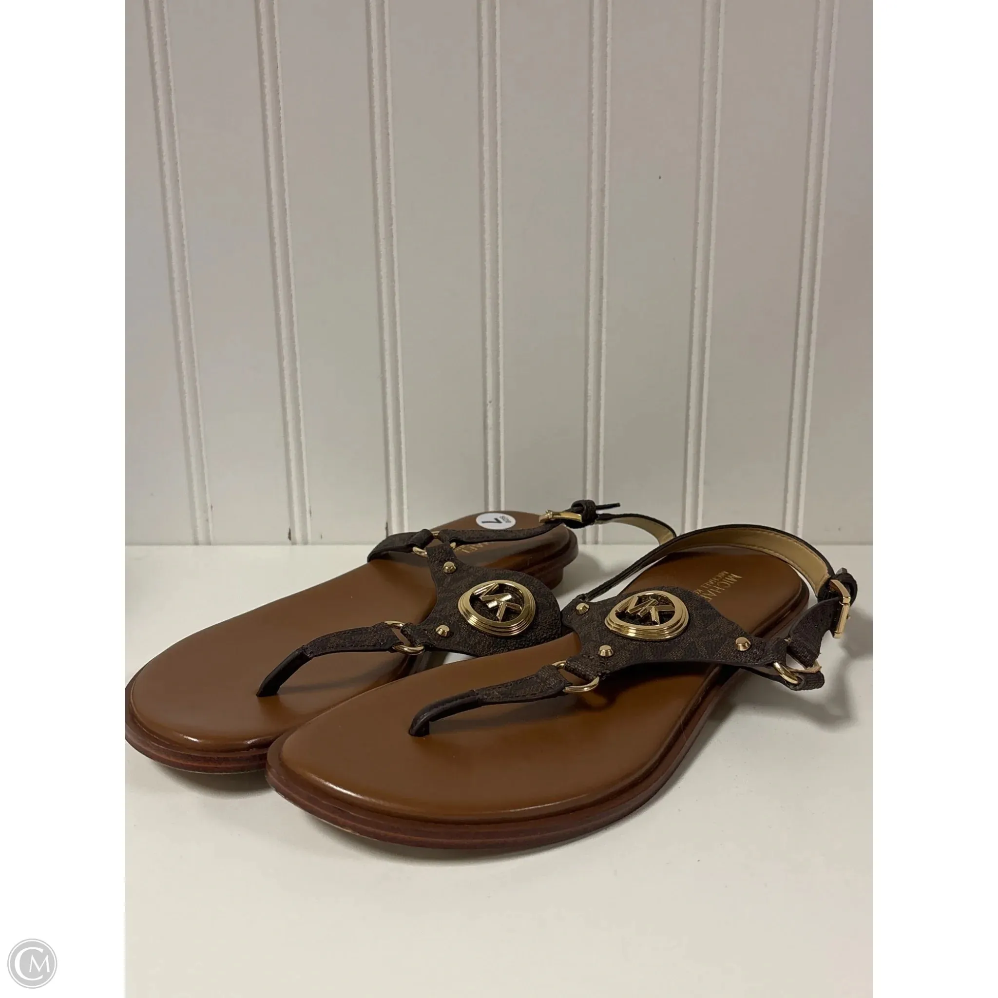Comfortable Sandals Designer By Michael Kors In Brown, Size: 7