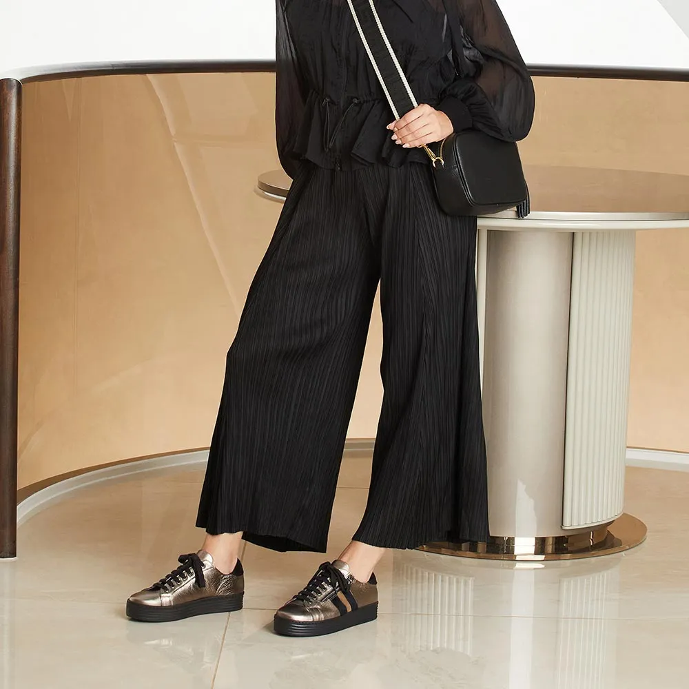 Lime Fresh Game Day Harley Stripe: Bronze Leather & Luxe Pony