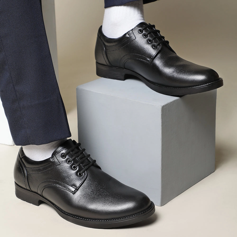 Healers Formal Black Lace-Up Derby Shoes For Men GAS-C17 By Liberty Flexible Walking Fit